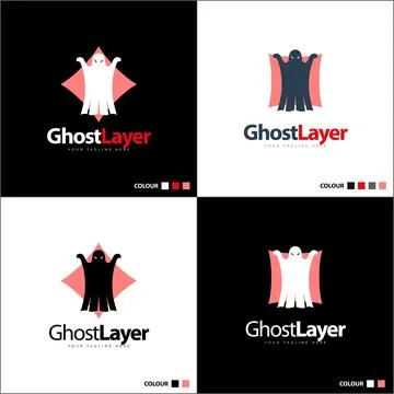 Ghost layer boo silhouette logo set template design Stock Illustration