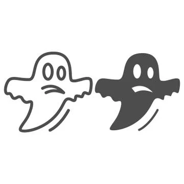 Ghost line and solid icon, Halloween concept, Halloween specter sign on white Stock Illustration