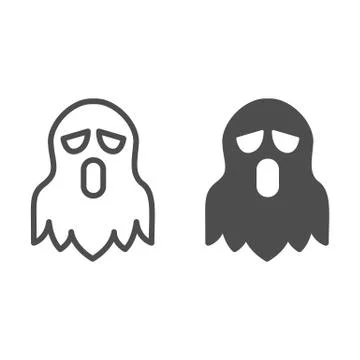 Ghost line and solid icon, halloween concept, spirit sign on white background Stock Illustration