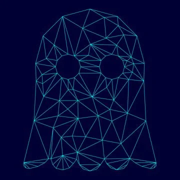 Ghost low poly triangulation triangulated polygonal electric cyan blue vibr.. Stock Illustration