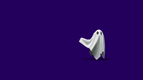 A ghost made of a sheet appears and points at something with its arm, then .. 스톡 동영상 313589954