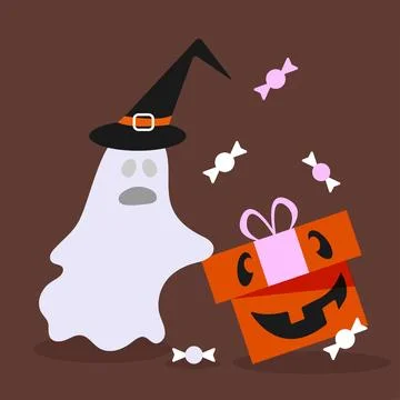 Ghost in a magic hat with a of candies イラスト素材