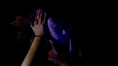 Ghost like make up being smeared over face Stock Footage 122358036