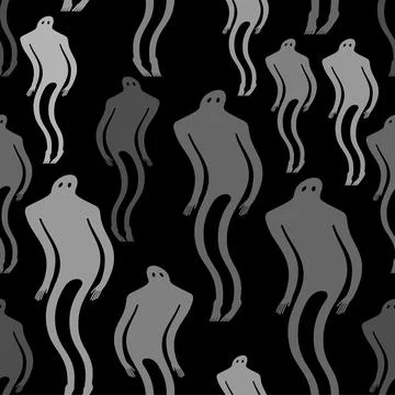 Ghost man Pattern seamless. human phantom Background. Spook Kids fabric ornam Stock Illustration