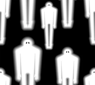 Ghost man Pattern seamless. human phantom Background. Spook Kids fabric ornam Stock Illustration