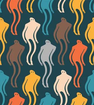 Ghost man Pattern seamless. human phantom Background. Spook Kids fabric ornam Stock-Illustration