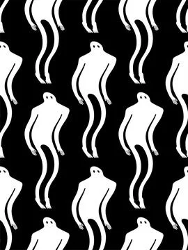 Ghost man Pattern seamless. human phantom Background. Spook Kids fabric ornam Stock-Illustration