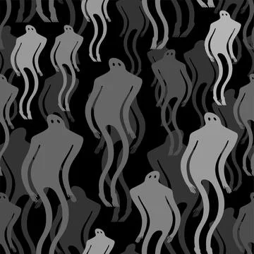 Ghost man Pattern seamless. human phantom Background. Spook Kids fabric ornam Stock-Illustration