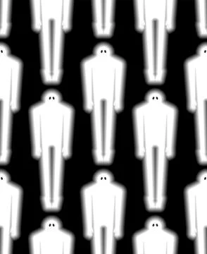 Ghost man Pattern seamless. human phantom Background. Spook Kids fabric ornam Stock-Illustration