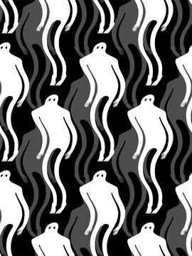 Ghost man Pattern seamless. human phantom Background. Spook Kids fabric ornam Stock-Illustration