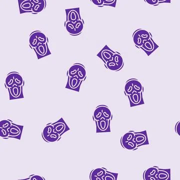 Ghost mask face glyph seamless pattern Stock Illustration
