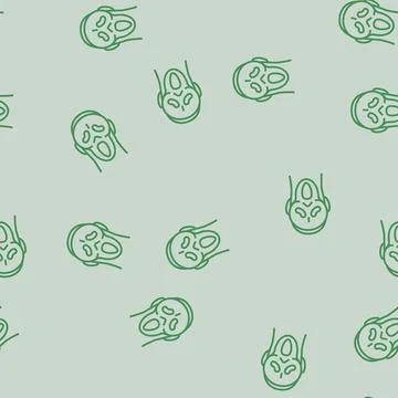 Ghost mask face line seamless pattern Stock Illustration