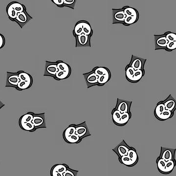 Ghost mask face vector seamless pattern Illustrazione stock
