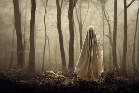 Ghost in the middle of the forest Stock Illustration