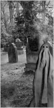Ghost in an old cemetery Stock Illustration