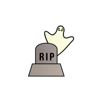 Ghost over the tombstone color gradient vector icon Stock Illustration