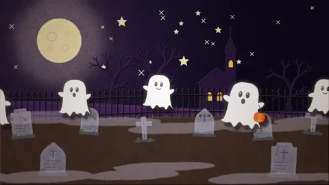 Ghost Parade Halloween Stop Motion Background Video stock 346900908