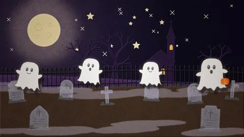 Ghost Parade Halloween Stop Motion Background Image Illustrazione stock
