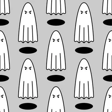 Ghost Pattern seamless. spook Background. halloween texture Stock Illustration