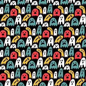 Ghost phantom dark seamless pattern decoration illustration Stockillustratie