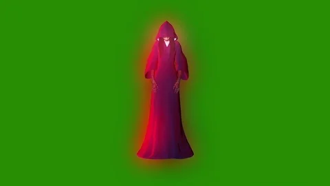 Ghost Phantom Entity Witch Attack Front Green Screen 3D Rendering Animation Stock Footage