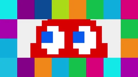 Ghost Picking From Pixel TV Videogame 80s Cartoon Animation Video stock 244553968