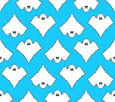 Ghost pixel art pattern seamless. Spooky cartoon pixelated background. 8 bit  Illustrazione stock