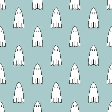 Ghost Pixel art Pattern seamless. 8 bit spook Background. pixelated Vector te 스톡 일러스트