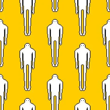 Ghost Pixel art Pattern seamless. 8 bit human phantom Background. pixelated S Stock Illustration
