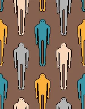 Ghost Pixel art Pattern seamless. 8 bit human phantom Background. pixelated S Stock-Illustration