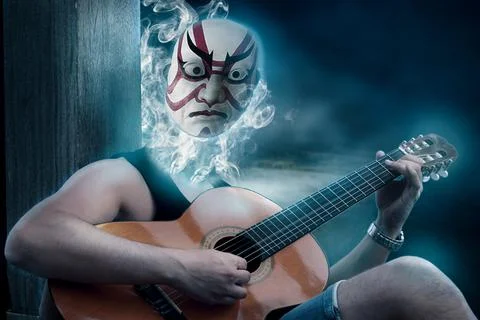 Ghost playing guitar Stock Illustration