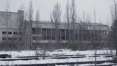 Ghost Pripyat Chernobyl Exclusion Zone at Winter Stock Footage 70938474