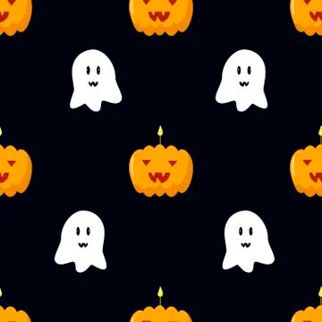 Ghost pumpkin seamless pattern vector Illustrazione stock