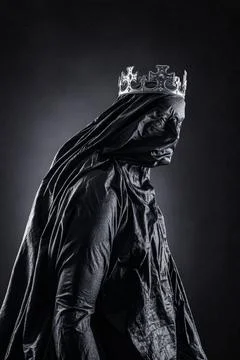 Ghost of a queen or king over dark misty background Stock Photos