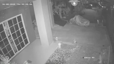 Ghost rider caught on camera pushing over Harley Davidson motorbike Stock Footage 106305263