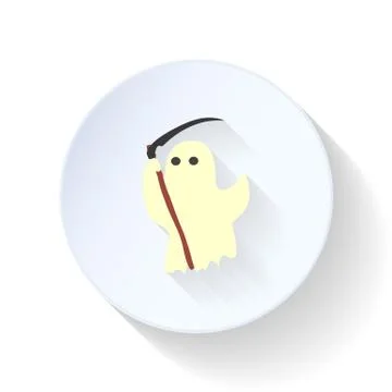 Ghost with a scythe flat icon Stock Illustration