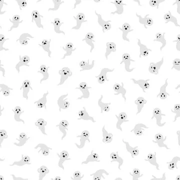 Ghost seamless pattern. Halloween ghosts vector background. Mystical texture Illustrazione stock