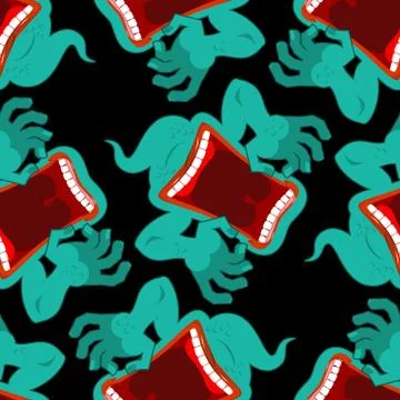 Ghost seamless pattern. Terrible howling wraith background. Monster scares or Illustrazione stock