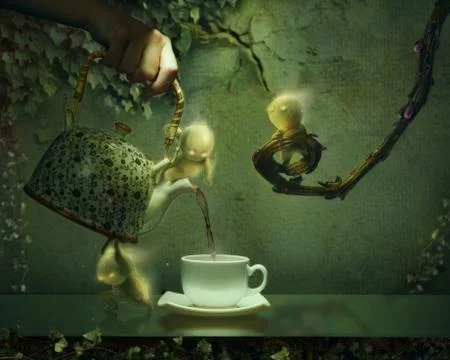 Ghost serving tea from a teapot Stock Illustration