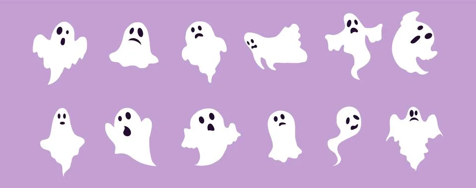 Ghost, set of realistic ghosts, ghost icon. Vector, cartoon illustration, pos Stock Illustration