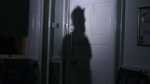 Ghost shadow in door Stock Footage
