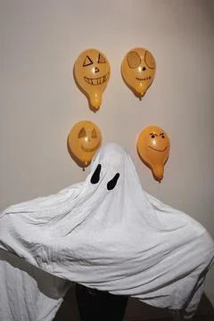 Ghost from a sheet at home Stock Photos