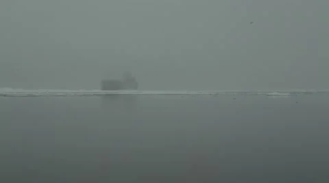 Ghost ship in icy waters Stock Footage 40451180