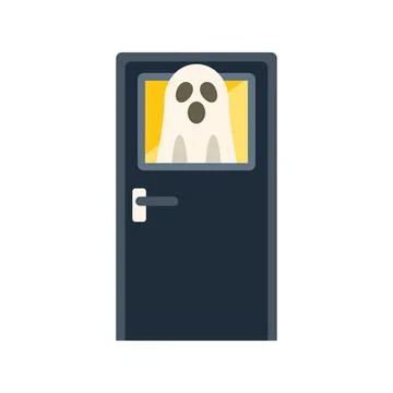 Ghost shouting behind door window during halloween night Stock Illustration