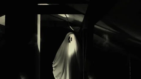 Ghost silhouette in dark attic.Clone of the white spirit silhouette in the dark Video stock 308962190