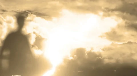 Ghost silhouette in front of heavy lightning storm Stock Footage 61031790
