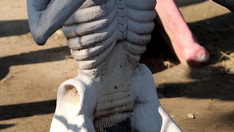 The ghost of sinner with his hands clasped. A scene from Buddhist hell. Stock Footage 90944309