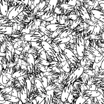 Ghost sketchy drawing motif pattern Stock Illustration