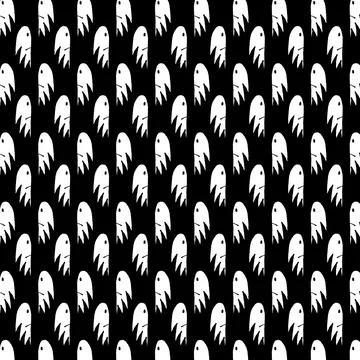 Ghost sketchy drawing motif pattern Stock Illustration