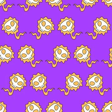 Ghost skull seamless repeat pattern. background illustration Stockillustratie